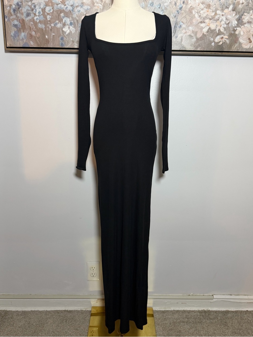 SKIMS Soft Lounge Long Sleeve Dress in Onyx Size Small NWT